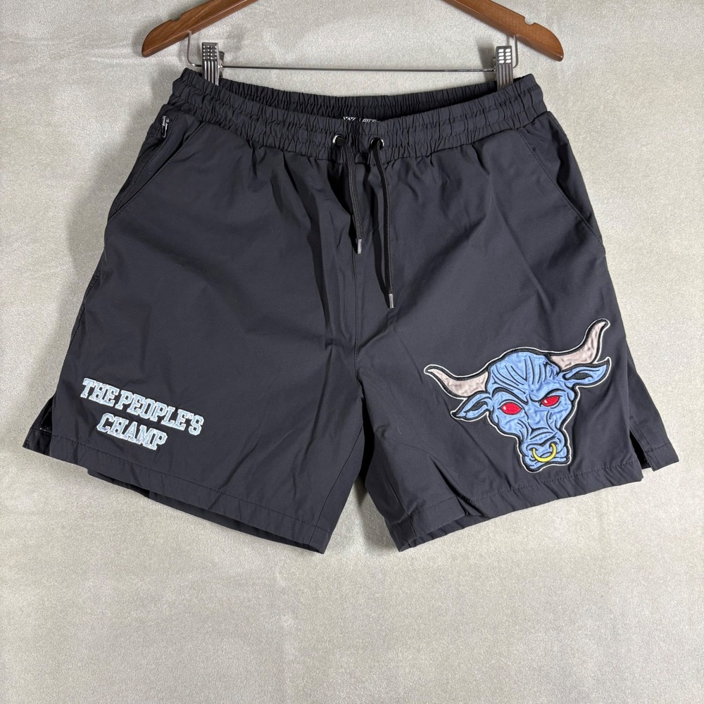 WWE x Shoe Palace The Rock Peoples Champ Brahma Bull Shorts Black Mens Large